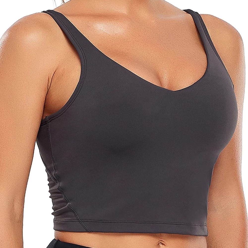 NWT oalka crop top heart sports bra size xs charcoal